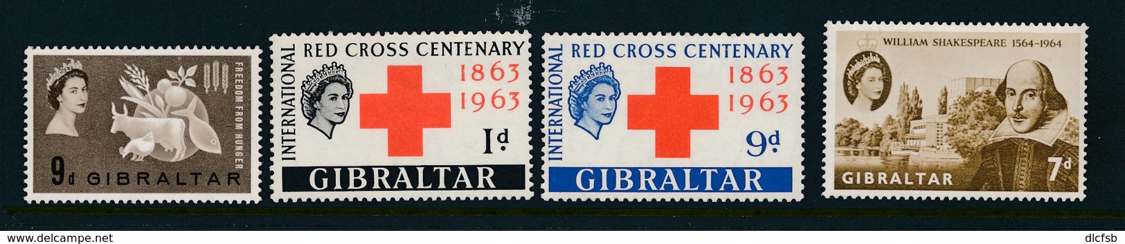 GIBRALTAR, 1963-64 Red Cross, FFH, Shakespeare Unmounted Mint (MNH) - Gibraltar