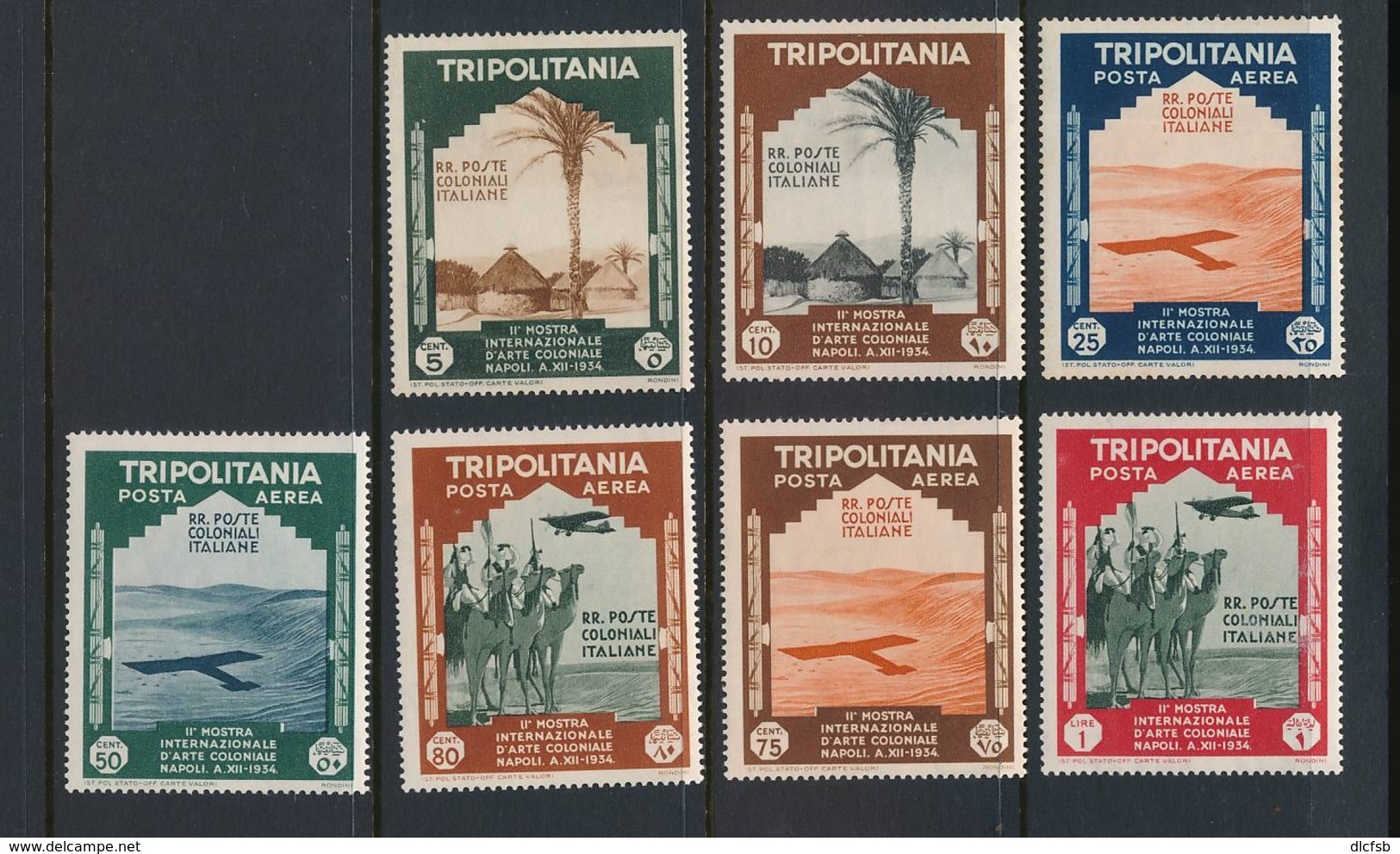 TRIPOLITANIA, 1935 5 AIR MAIL Stamps + 2 Other Stamps 1 Lira Fine Light MM - Tripolitania