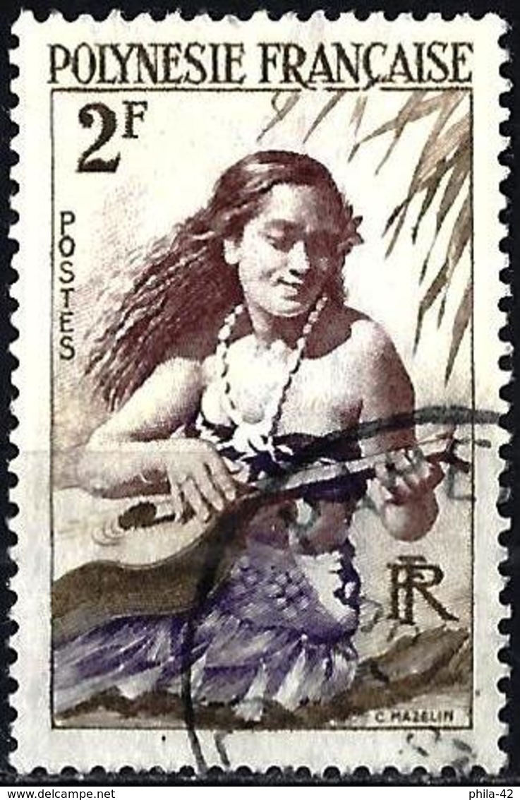 French Polynesia 1958 - Mi 4 - YT 4 ( Guitar Player ) - Used Stamps