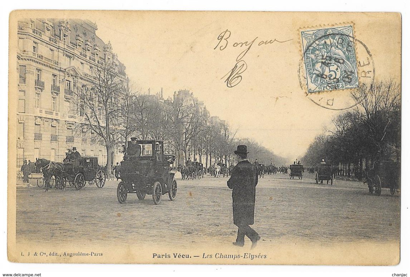 Cpa: 75 PARIS VECU - Les Champs Elysées  Ed. L.J. & Cie  1904 - Lotes Y Colecciones