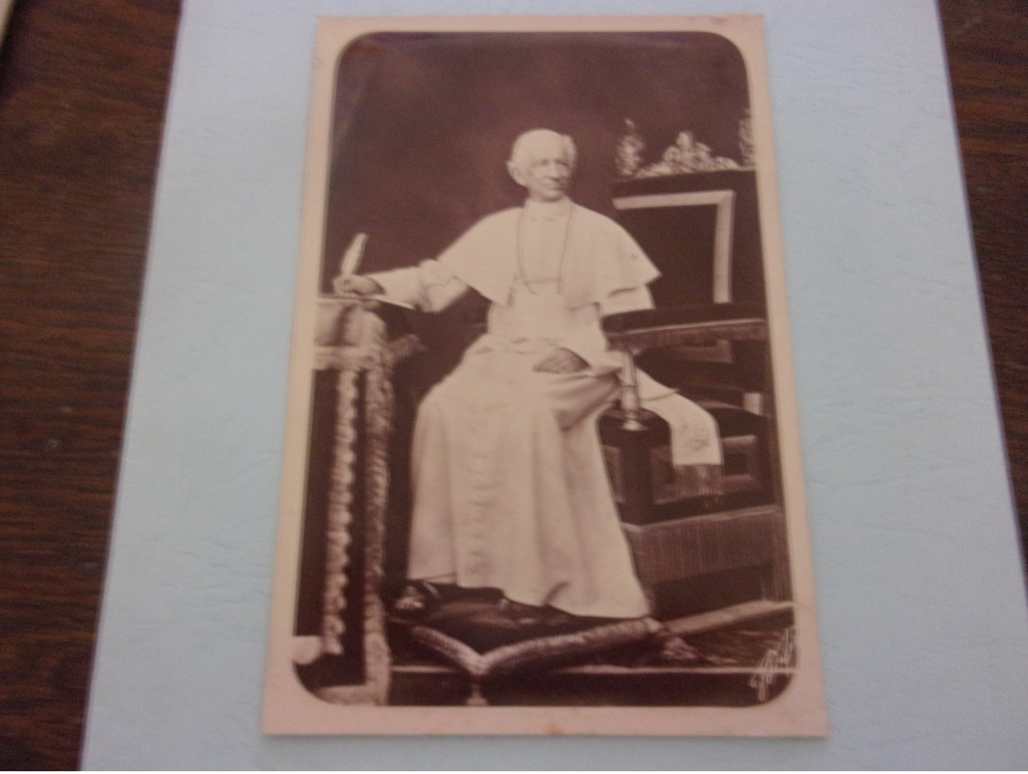 IMAGE PIEUSE RELIGIEUSE HOLY CARD SANTINI PHOTO PAPE  LEON XIII - Antiche (ante 1900)