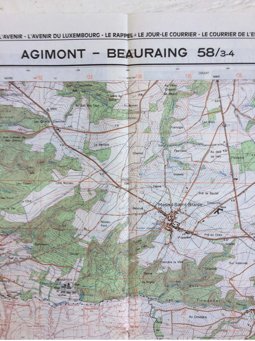 TOPOGRAFISCHE KAART / STAFKAART / CARTE D'ETAT MAJOR AGIMONT - BEAURAING 58/3-4 - 1/25.000 M834 - 1986 - Cartes Topographiques