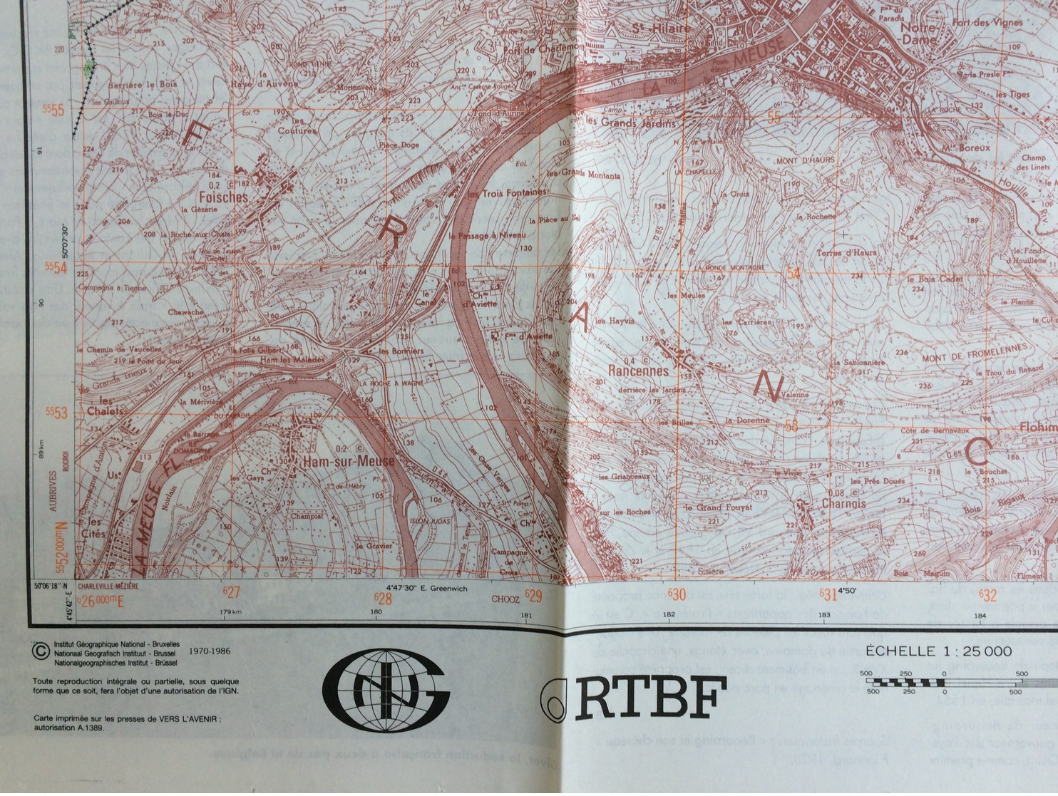 TOPOGRAFISCHE KAART / STAFKAART / CARTE D'ETAT MAJOR AGIMONT - BEAURAING 58/3-4 - 1/25.000 M834 - 1986 - Topographical Maps