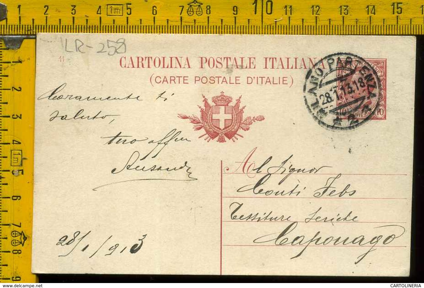 Regno Cartolina Intero Postale Milano Caponago - Storia Postale