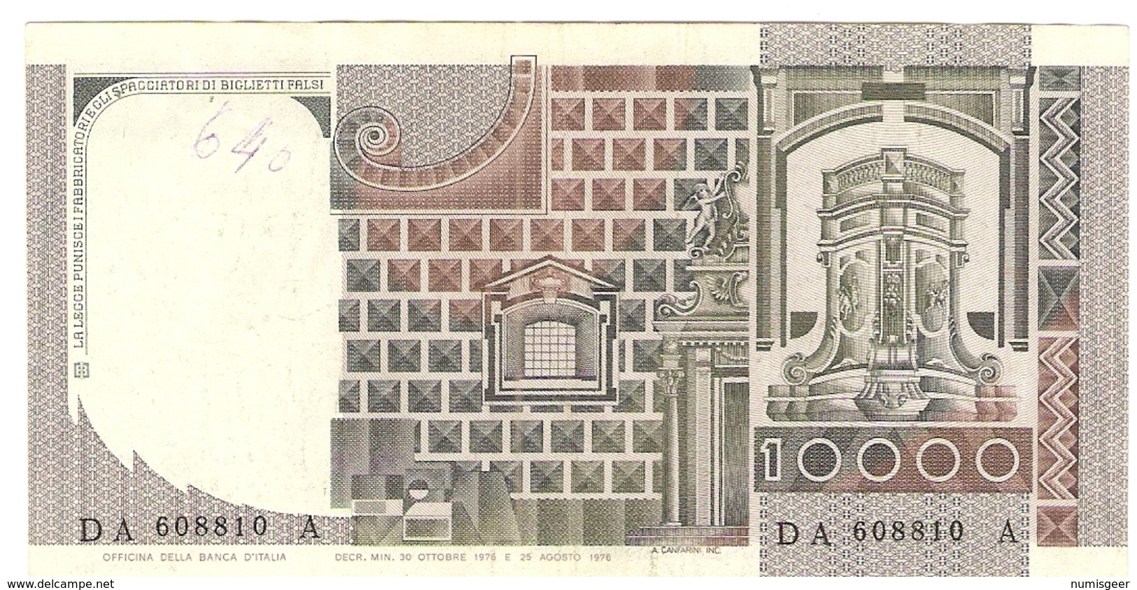 ITALIE  ---  10000 LIRE  1976 - 10000 Lire