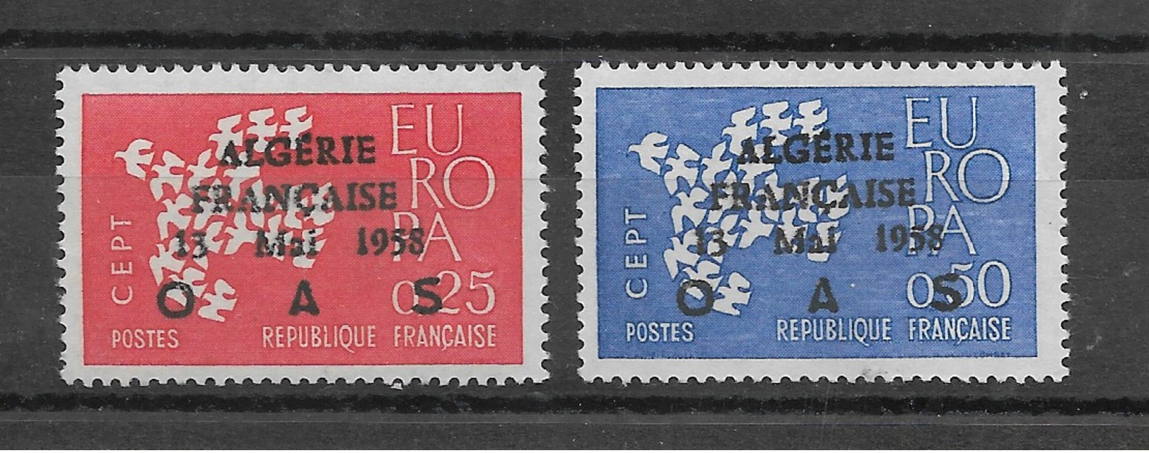 N° 1309/10** Europa, Surch. "ALGERIE FRANCAISE 13 MAI 1958 OAS" - Algérie (1962-...)