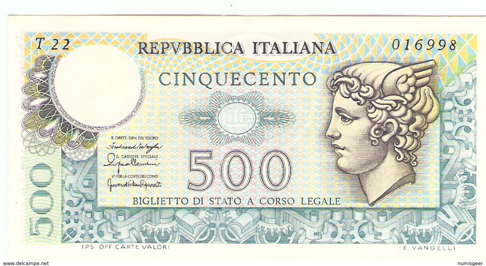 ITALIE  ---  500 LIRE 1976 ( Unc ) - Biglietti Di Stato