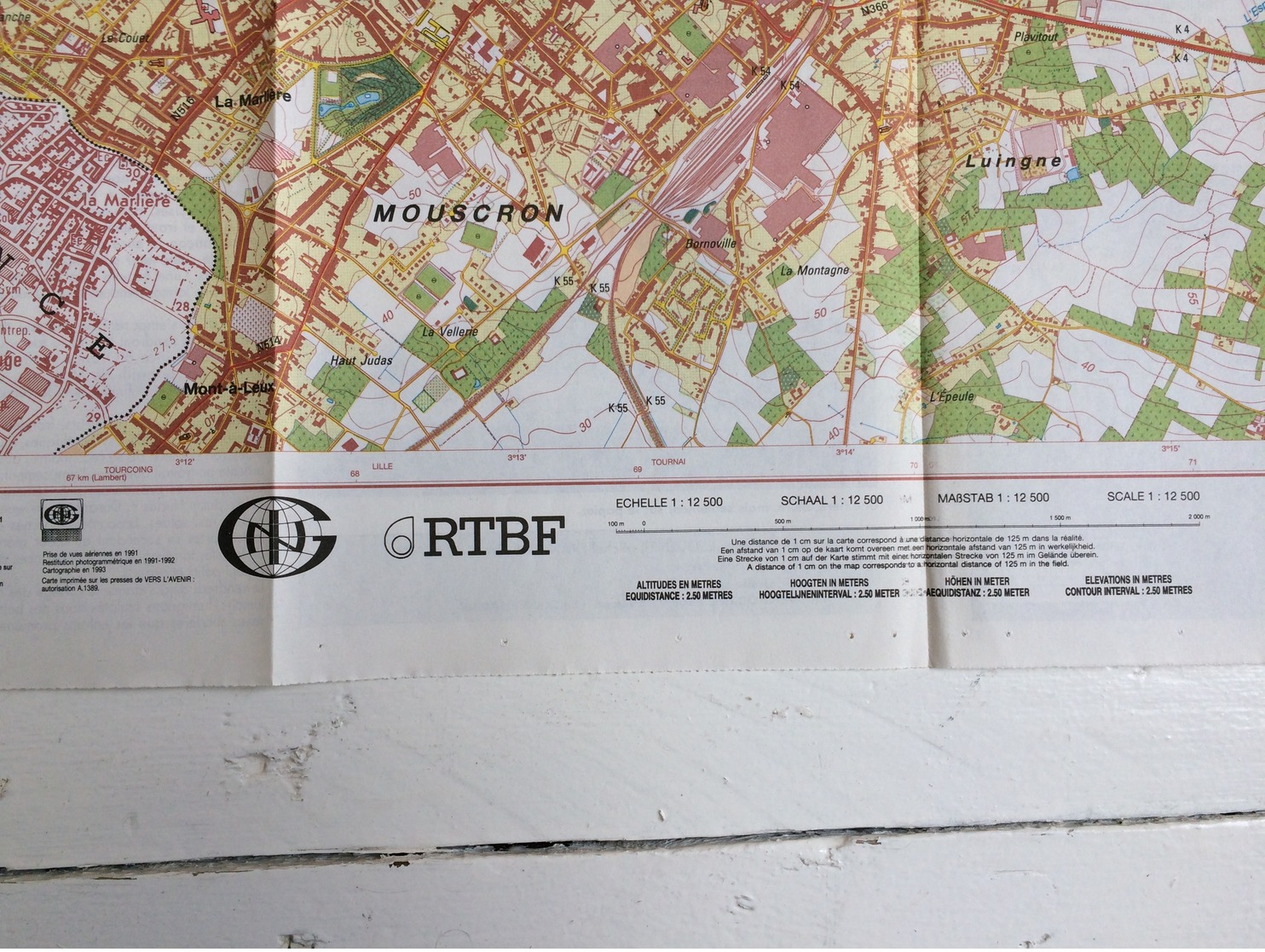 TOPOGRAFISCHE KAART / STAFKAART / CARTE D'ETAT MAJOR MOUSCRON 29/5 ZUID/SUD - 1/12.500 - 1993 - Cartes Topographiques