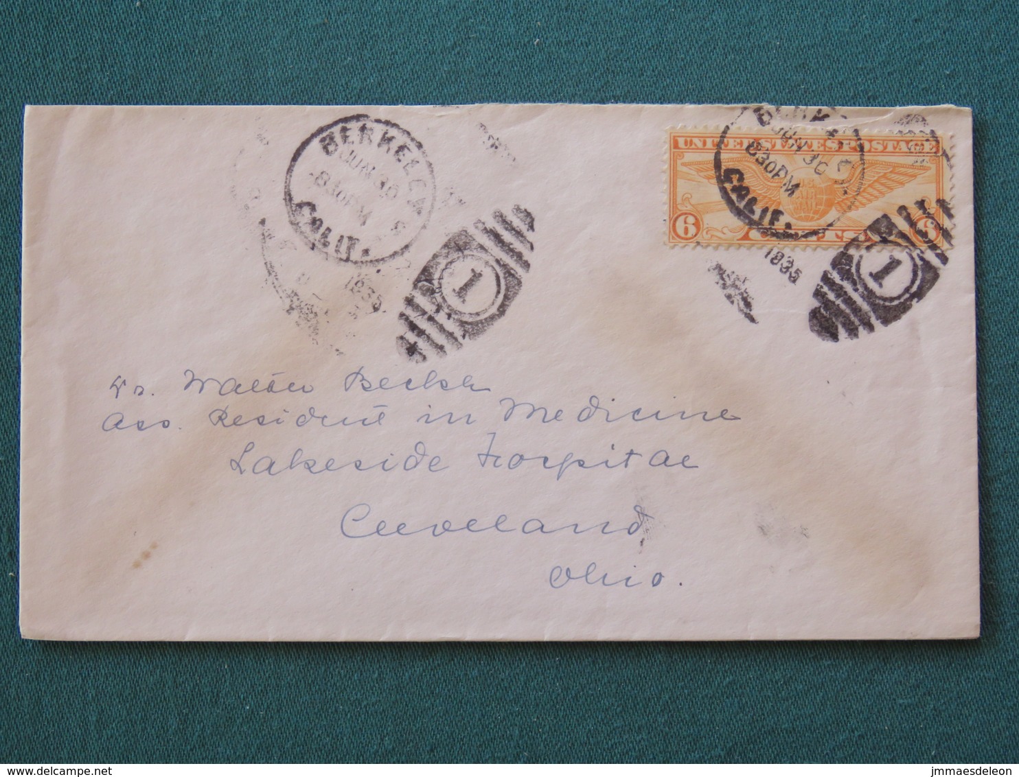 USA 1935 Cover Berkeley To Cleveland - Air Mail Wings - Briefe U. Dokumente