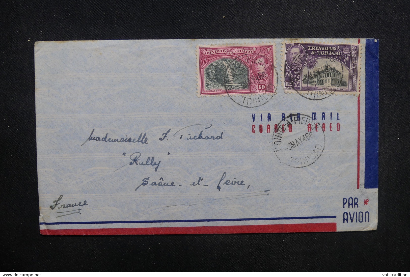 TRINITÉ ET TOBAGO - Enveloppe De Pointe à Pierre Pour La France En 1946, Affranchissement Plaisant - L 37755 - Trinidad Y Tobago