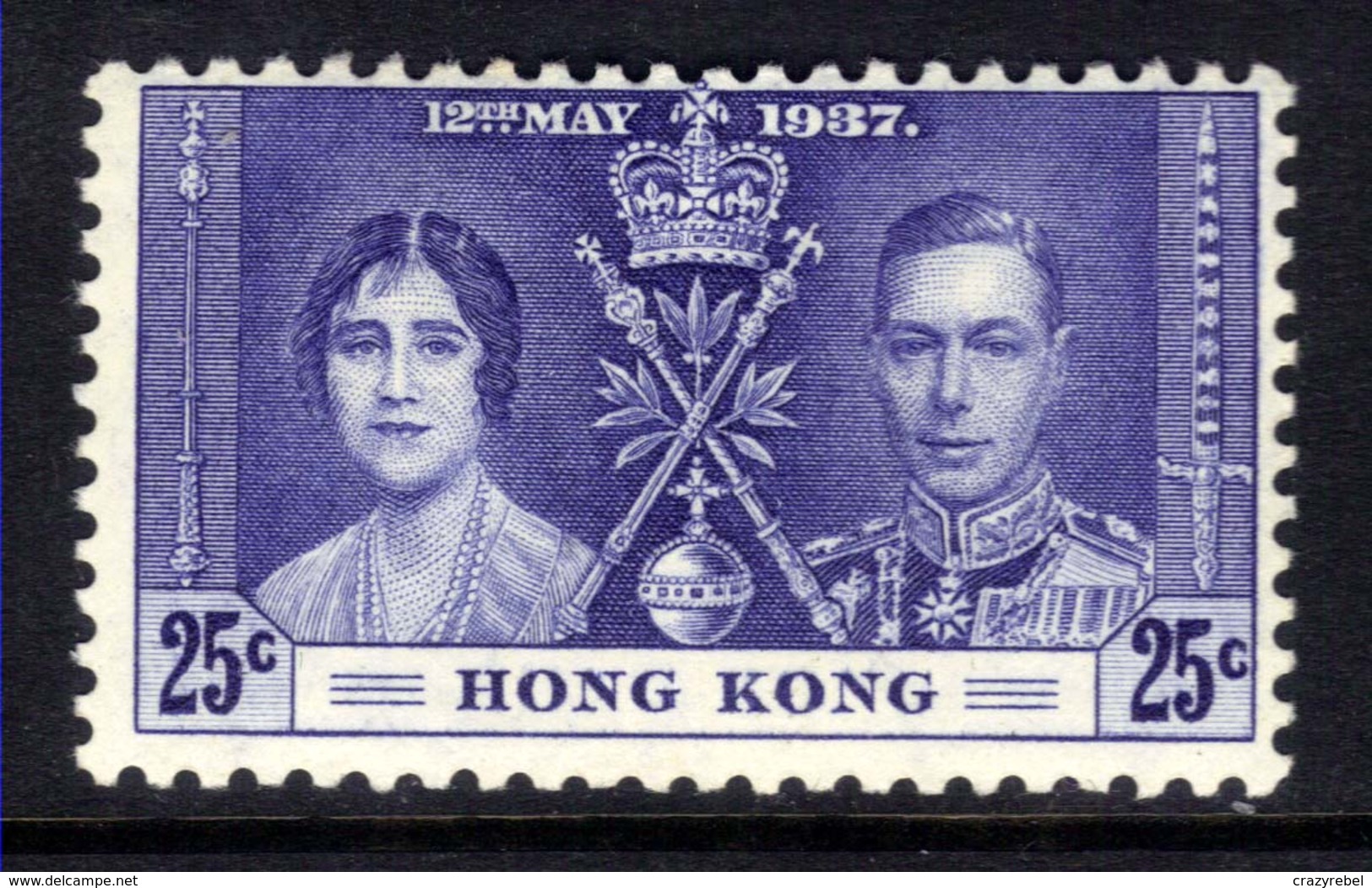 Hong Kong 1937 KGV1 25ct Blue Coronation MM SG 139 ( J289 ) - Neufs