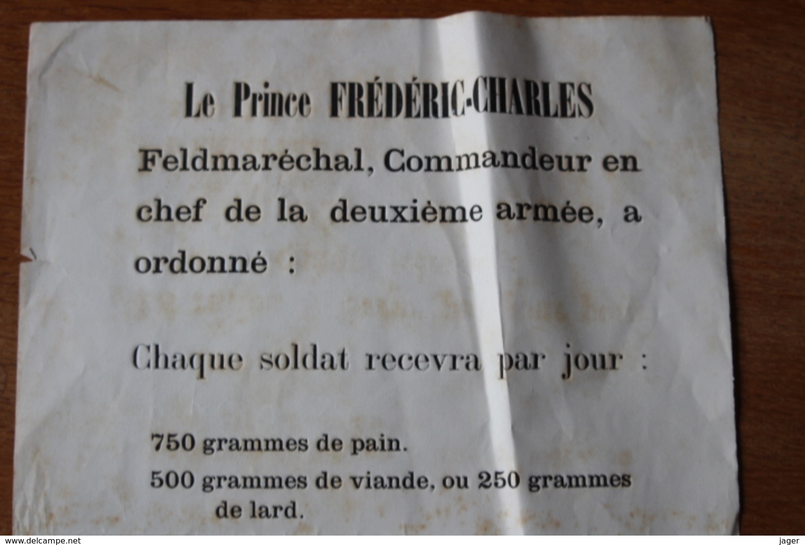 Guerre 1870 Affiche Le Princ EFrederic Charles Feldmarechal - Documents Historiques