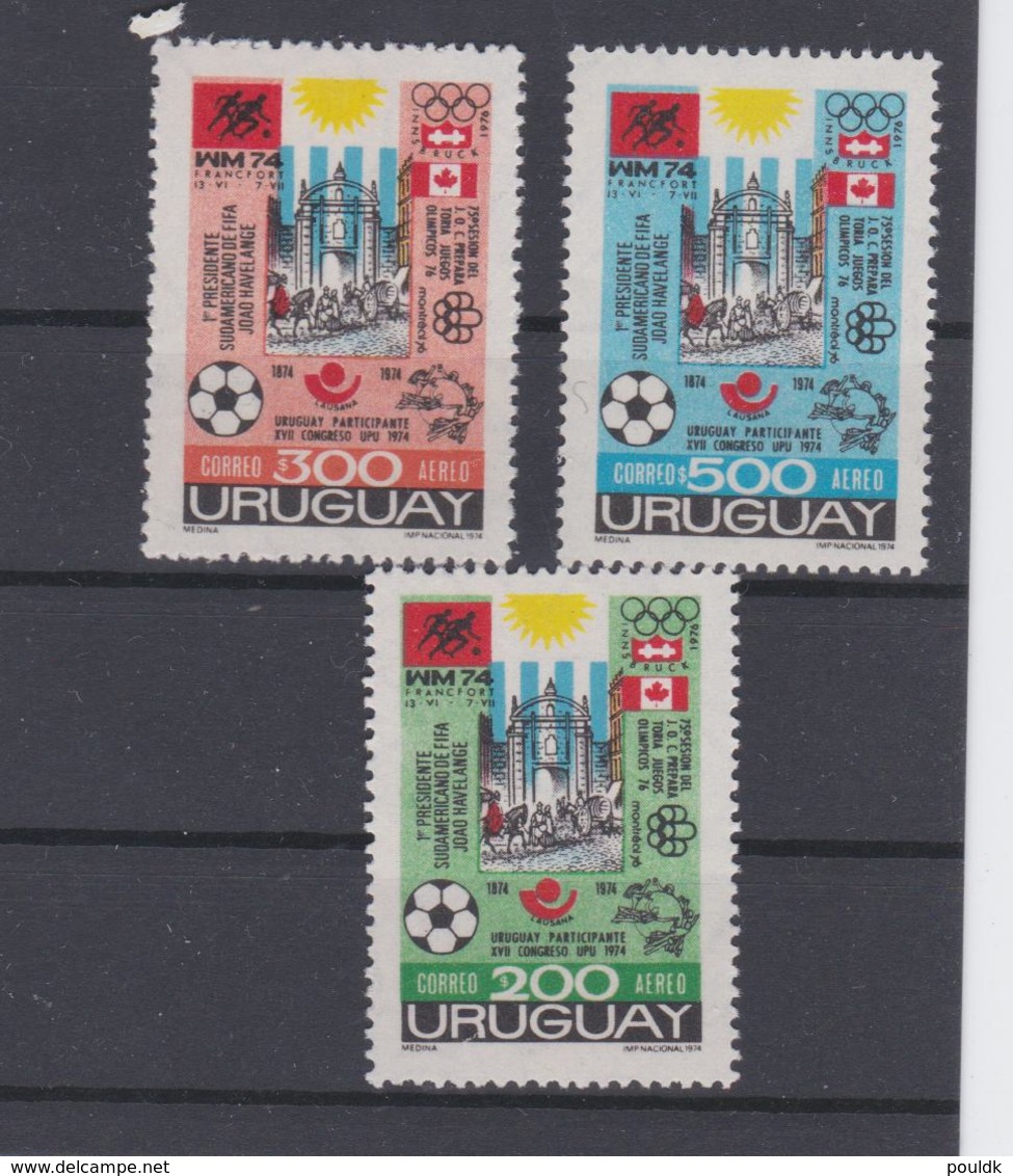 Uruguay 1974 FIFA World Cup Germany Football 3 Vals. MNH/** (H57) - 1974 – Westdeutschland