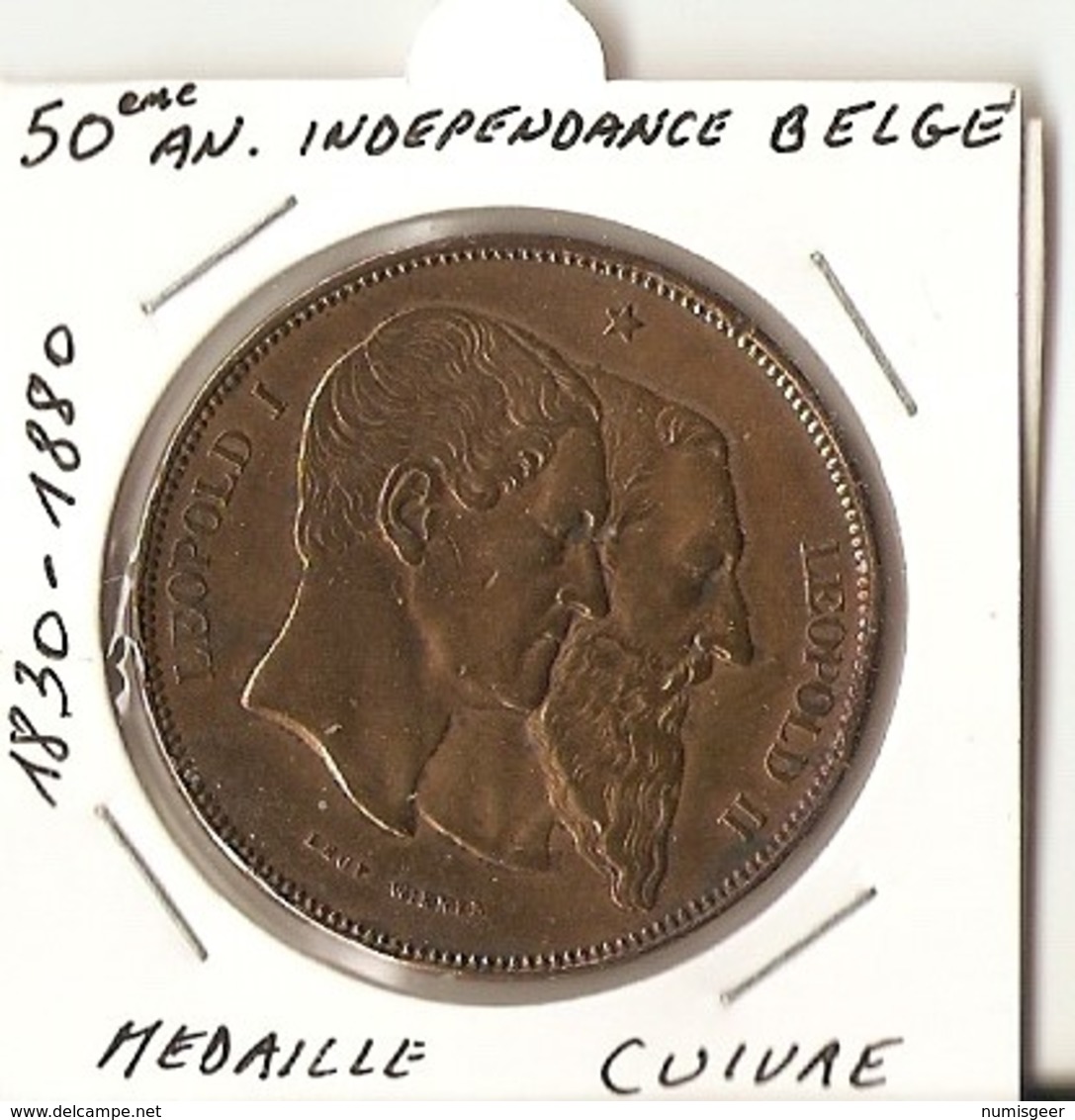 BELGIQUE - LEOPOL 2 -- Médaille En Cuire  1830/1880 - 50° Anniversaire De L'Indépendance Belge - Autres & Non Classés