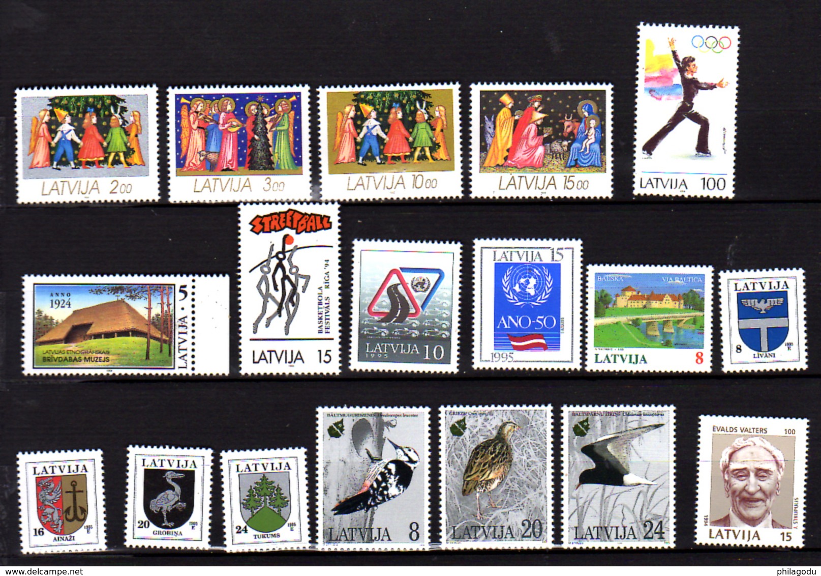 Lettonie 1992-94, Armoiries, Oiseaux, Noël 92, Entre 308 Et 365**, Cote 25,50 € - Lettonie