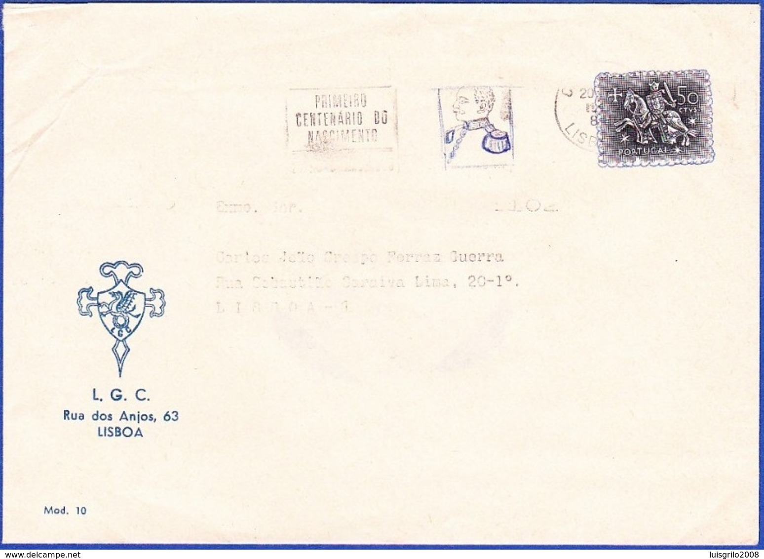 Commercial Cover - L.G.C. Lisboa Ginásio Clube / Postmark - 1968 - Lettres & Documents