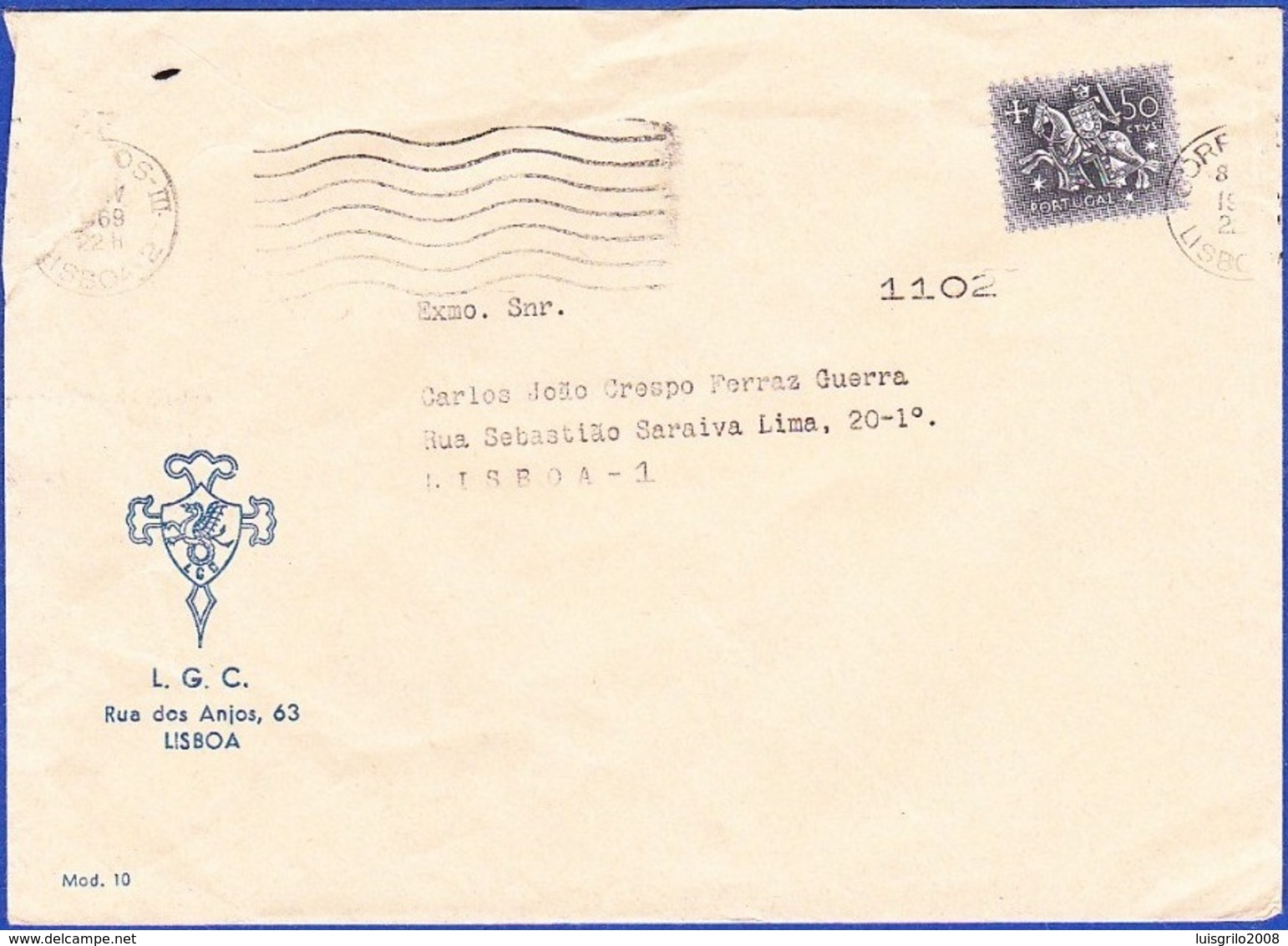Commercial Cover - L.G.C. Lisboa Ginásio Clube / Postmark - 1968 - Lettres & Documents