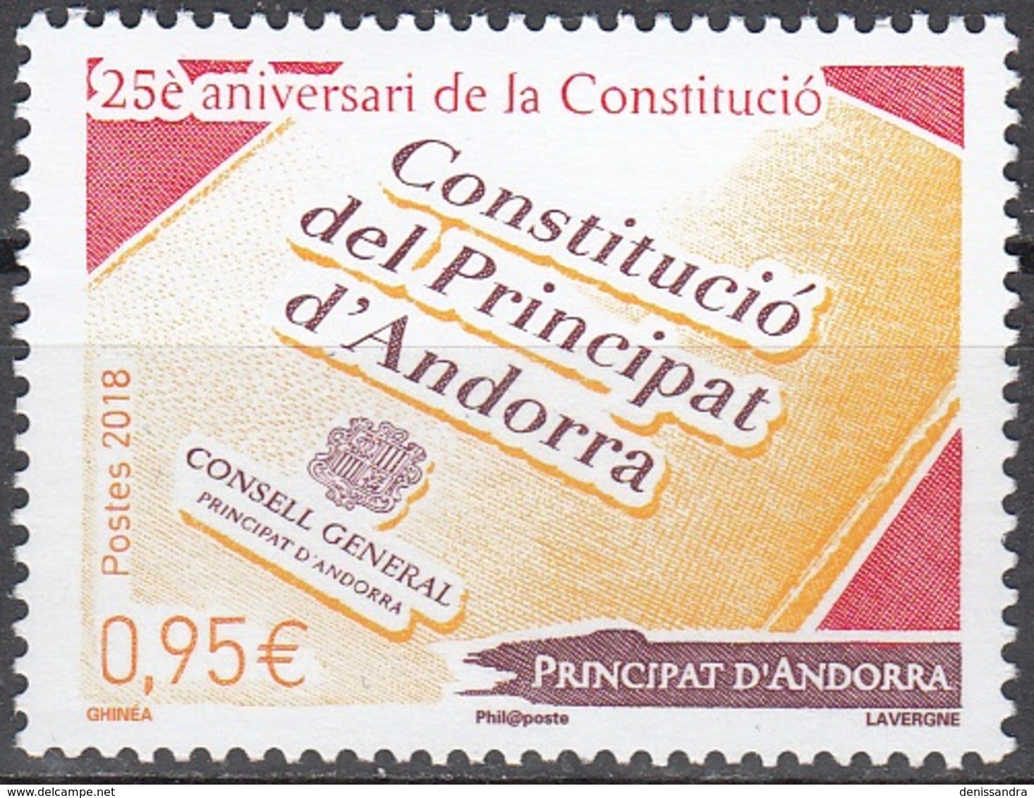 Andorre Français 2018 25 Ans Constitution Neuf ** - Neufs