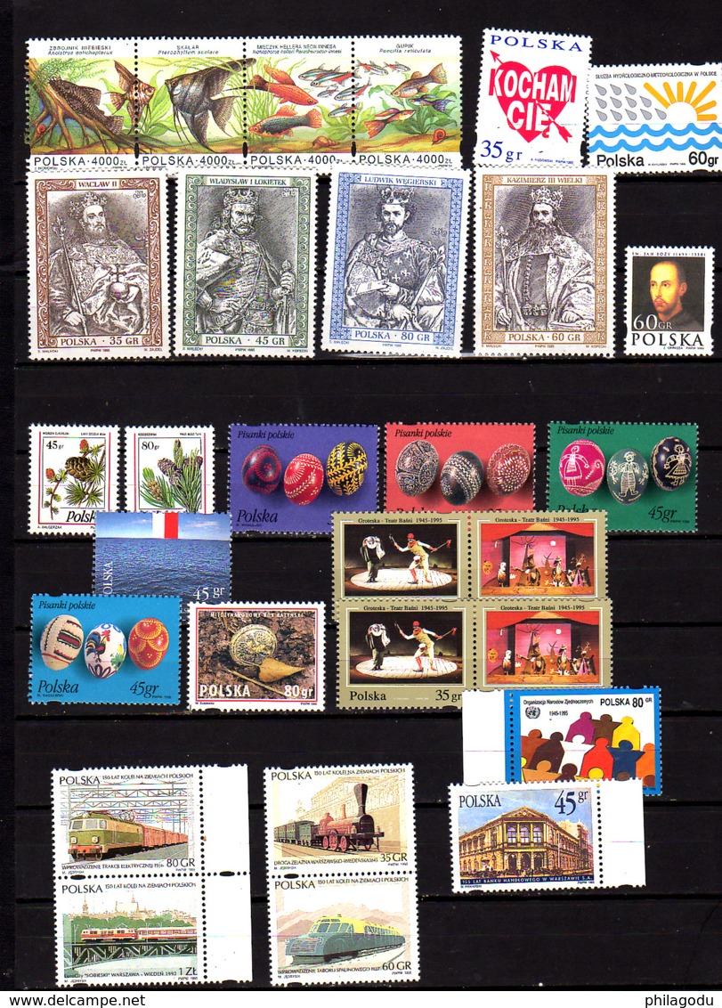 Pologne 1994-95, Poissons, Trains, Rois, Théâtre, Entre 3297 Et 3338**, Cote 20,30 € - Unused Stamps