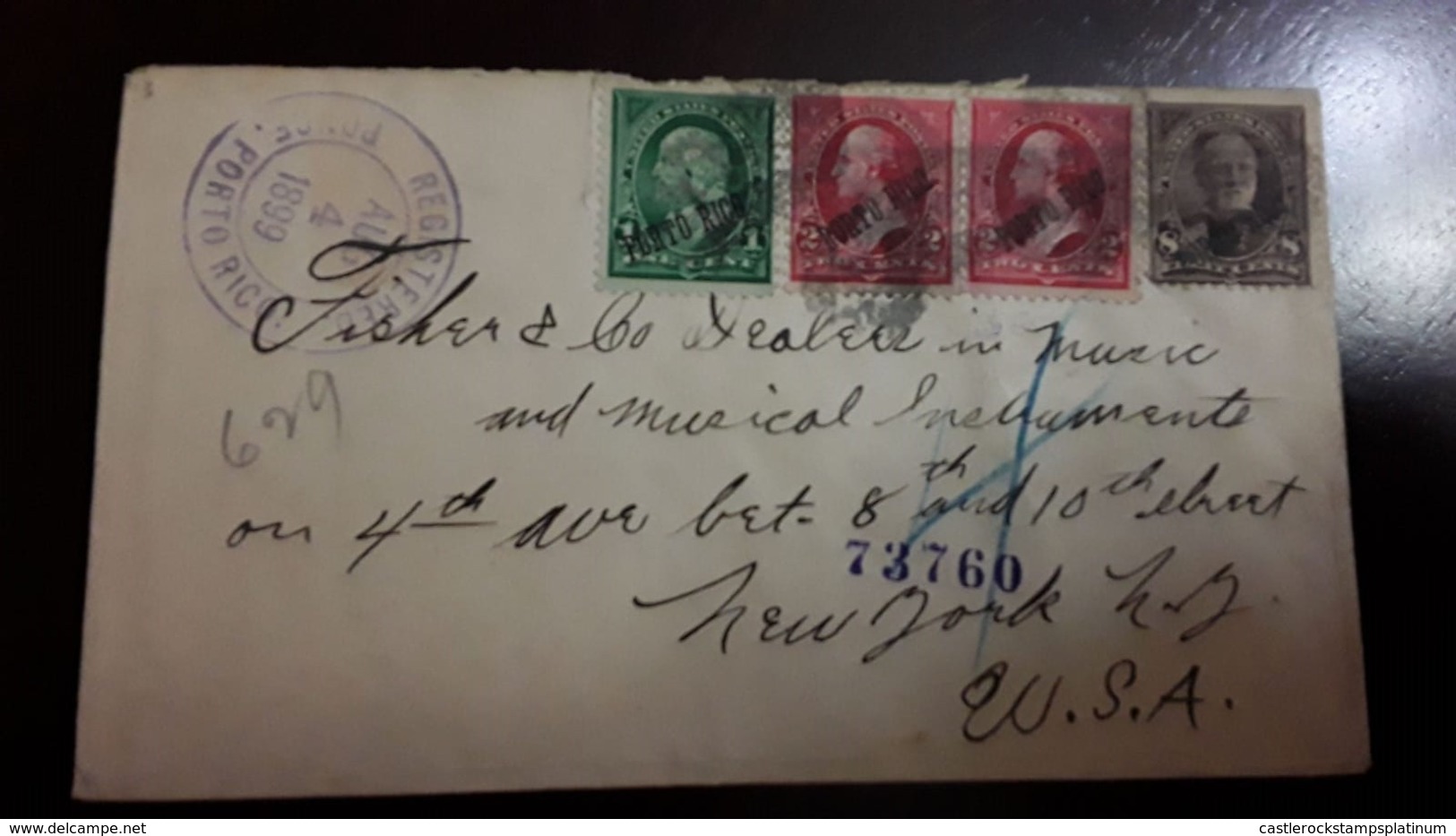 O) 1899 PUERTO RICO. US OCCUPATION, OVERPRINTED IN BLACK, FRANKLIN 1c, WASHINGTON 2c, SHERMAN 8c, PORTO RICO TO USA - Puerto Rico