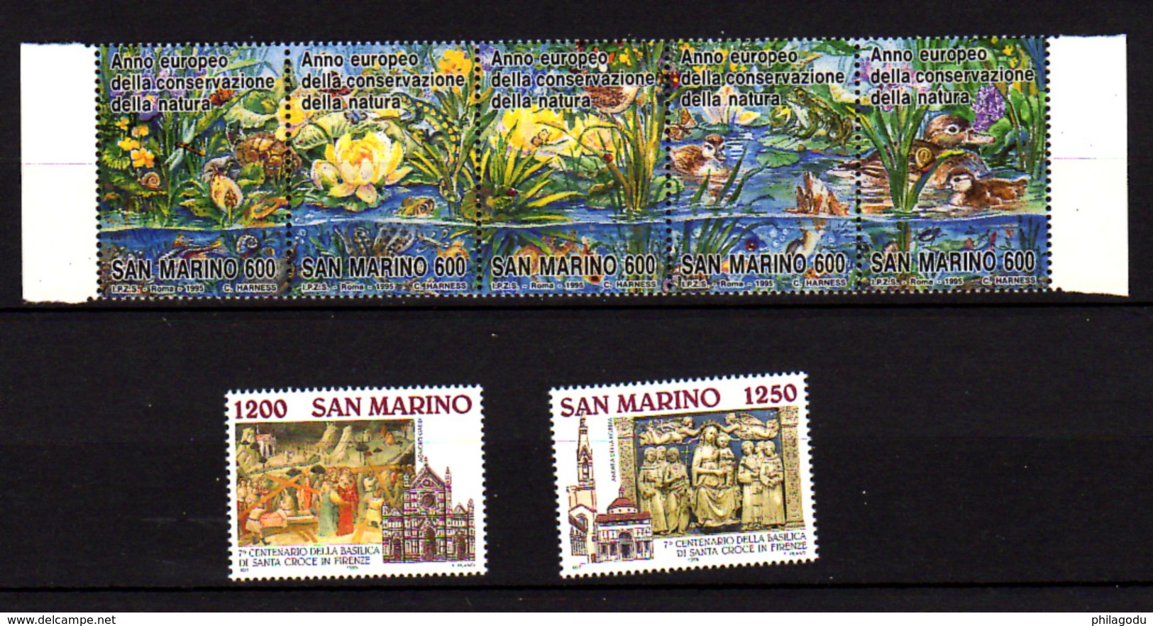 Saint-Marin 1995, Année Conservation De La Nature, 700° Basilique De La Sainte Croix, Cote 9 € - Neufs