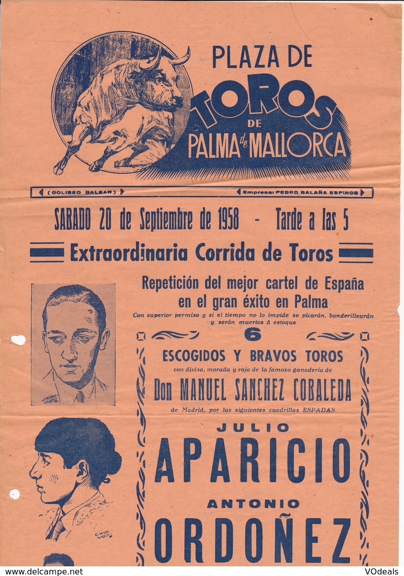 Espagne - Toros De Palma De Mallorca - Antonio Ordonez - Julio Aparicio - 43cm X 21 Cm - Programma's