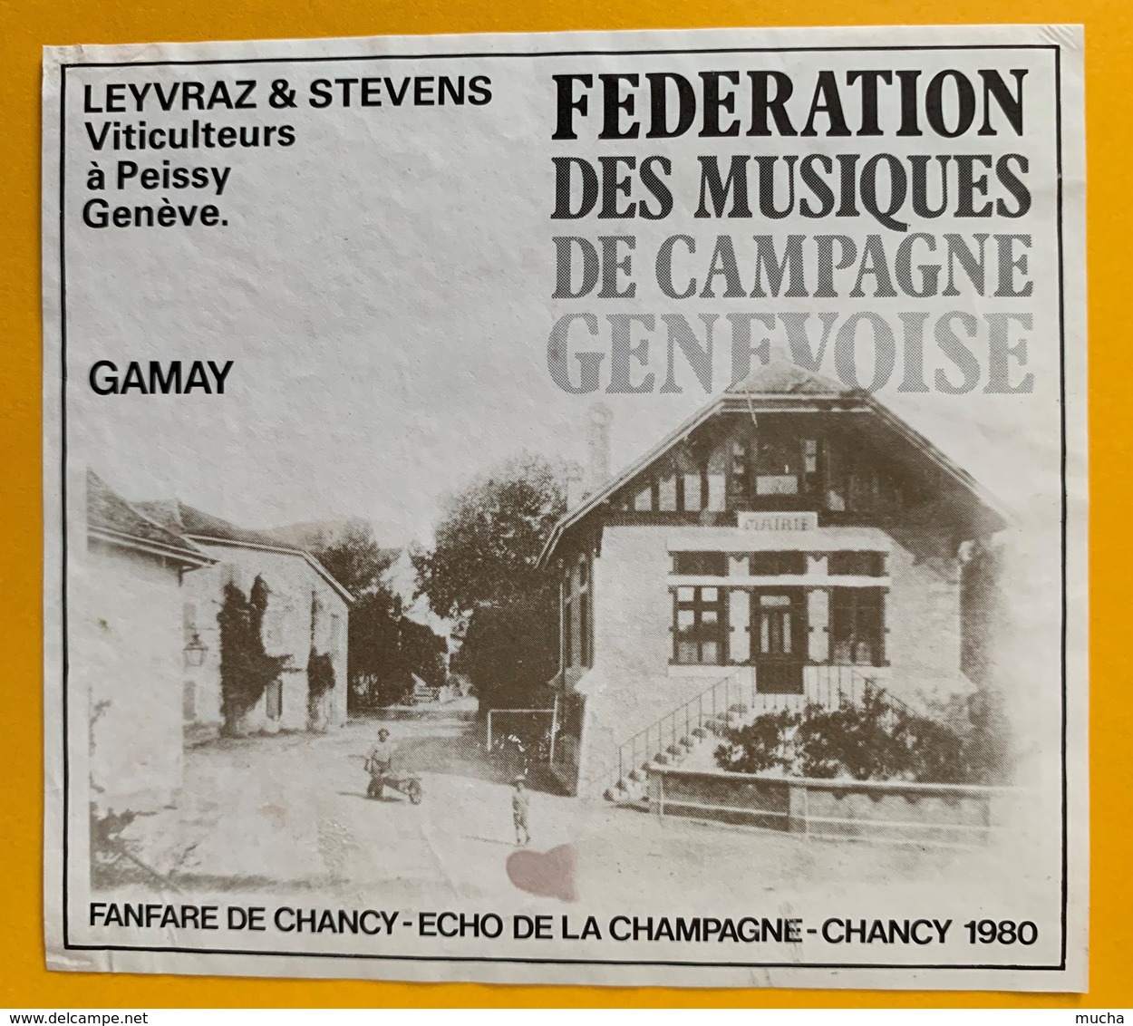 11279 - Fédération Des Musiques De Campagne Genevoise Fanfare De Chancy 1980 Suisse 2 étiquettes Chasselas & Gamay - Musique