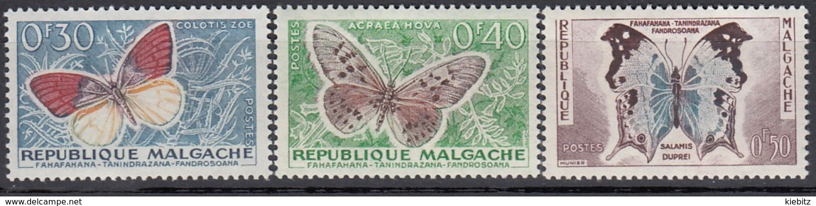 Madagaskar 1960 Schmetterlinge, Butterflies - MiNr:445+446+447 **/MNH - Vlinders