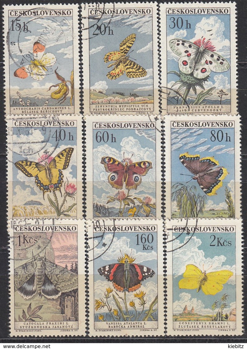 CSSR 1961 Schmetterlinge, Butterflies - MiNr: 1301-1309 Komplett Used - Schmetterlinge
