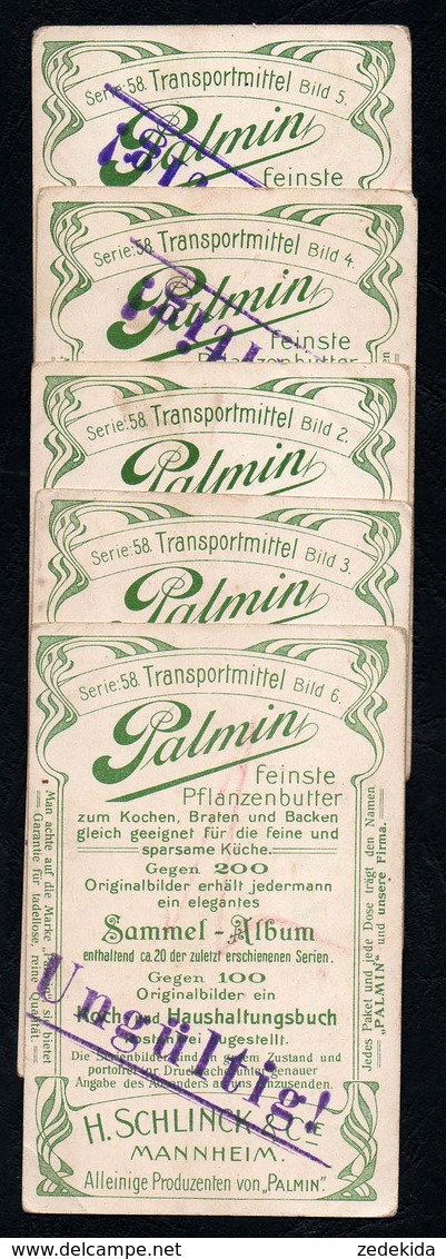 C4388 - Palmin - 5 Litho Sammelkarten - Serie 58 - Küche & Rezepte