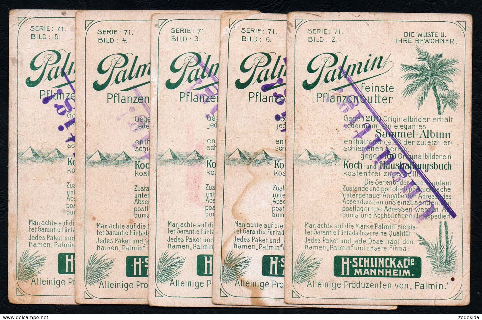 C5701 - Palmin - 5 Litho Sammelkarten - Serie 71 - Küche & Rezepte