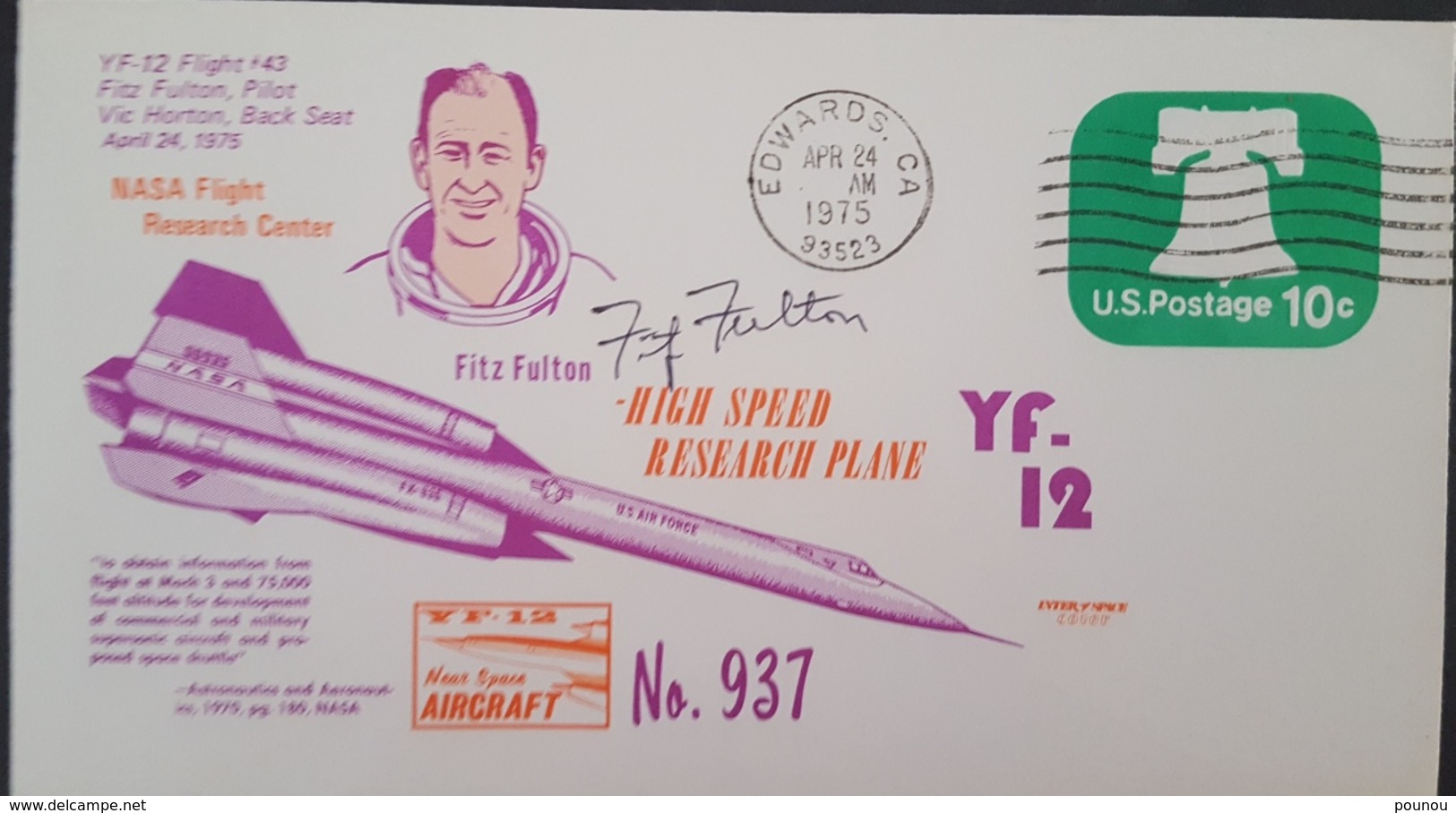 - US - YF 12 - FLIGHT 43 - AUTOGRAPHE PILOTE FITZ FULTON - Etats-Unis