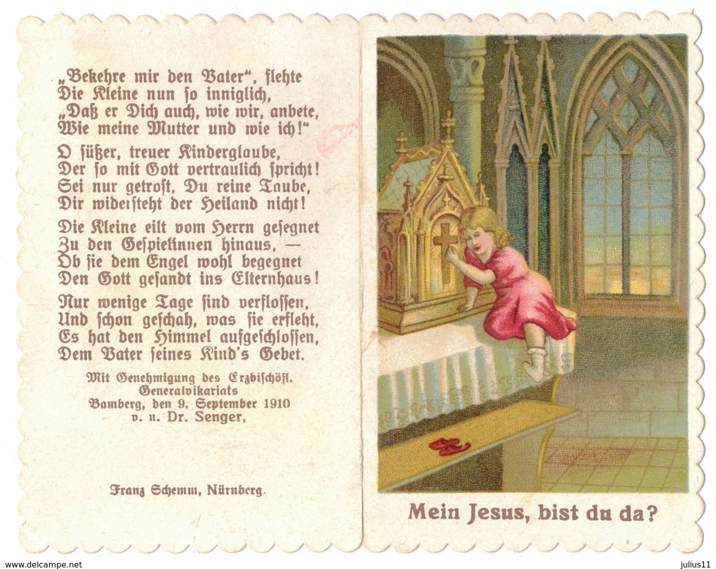 CHROMO DOUBLE MEIN JESUS BIST DU DA IMAGE PIEUSE RELIGIEUSE HOLY CARD SANTINI PRENTJE - Images Religieuses