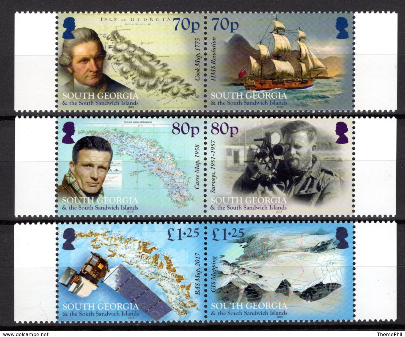 South Georgia 2018 R MNH Serie Geodesy Geodäsie Geodesie Cartography Cartografie Mapping Survey Cook GIS Satellite Space - Geography