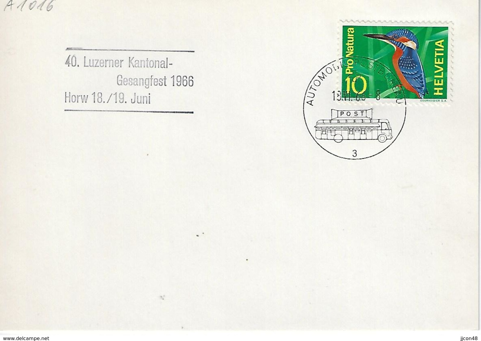 Switzerland 1966  Automobil-Postbureau  18.6.66   Mi.833 - Postmark Collection