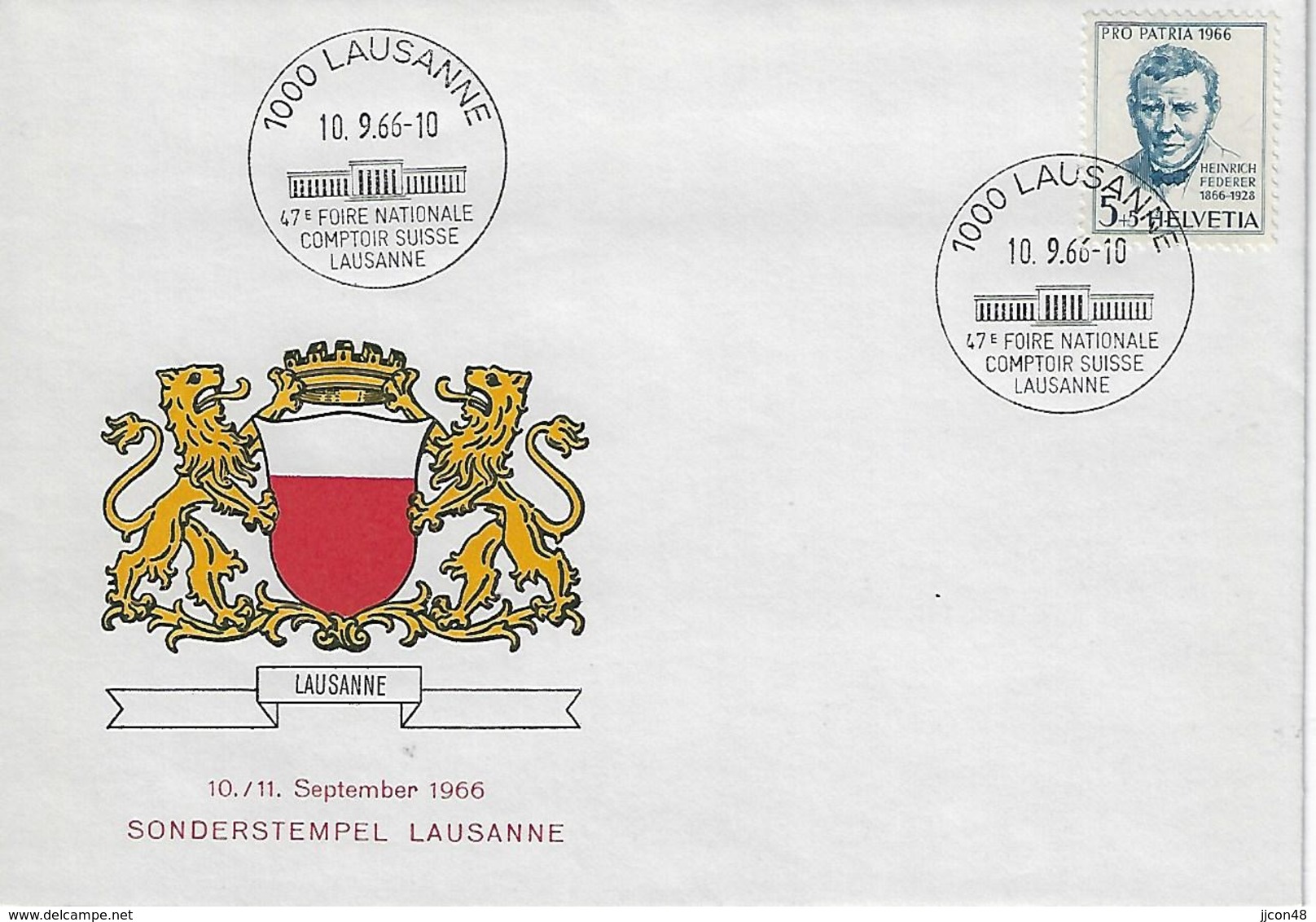 Switzerland 1966  LAUSANNE  10.9.66   Mi.836 - Covers & Documents