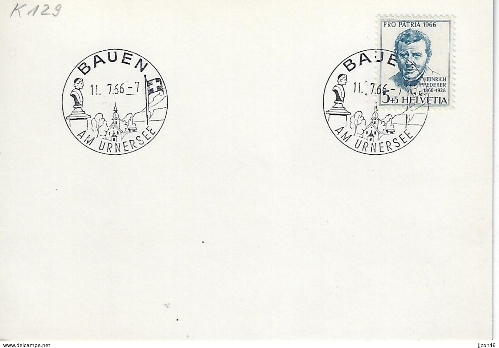 Switzerland 1966  BAUEN  11.7.66   Mi.836 - Postmark Collection