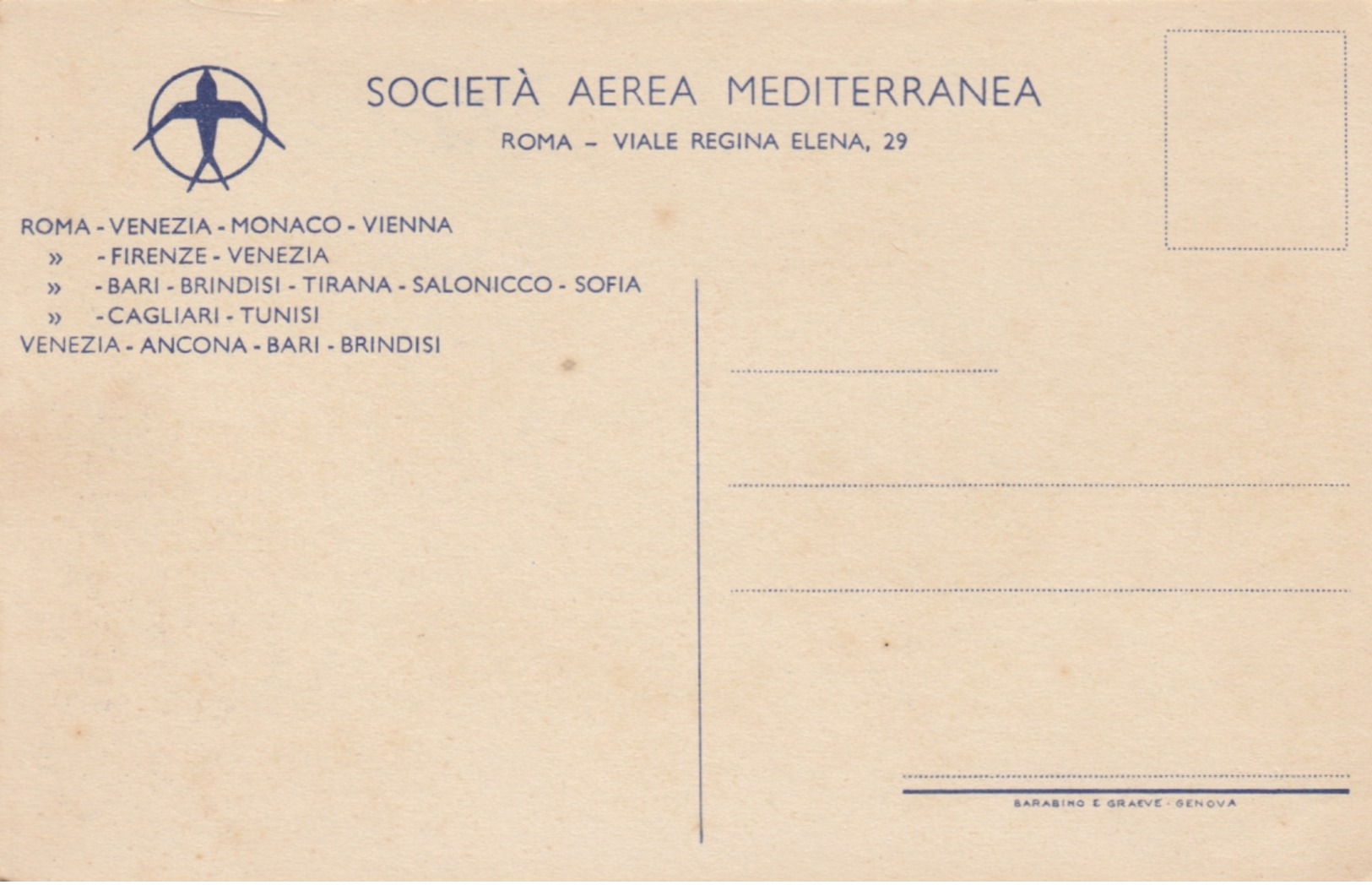 Seagulls , 1930s ; Societe Aera Mediterranea , Italy - Birds