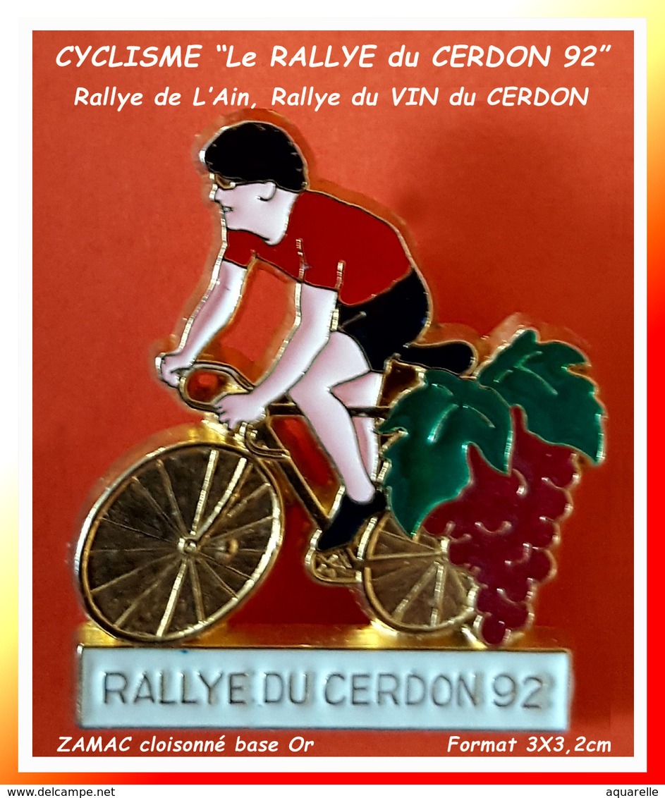 SUPER PIN'S CYCLISME-VIGNOBLE : RALLYE De L'AIN, Du CERDON En 1992, Traversée Des VIGNOBLES "CERDON" Zamac Cloisonné - Cyclisme