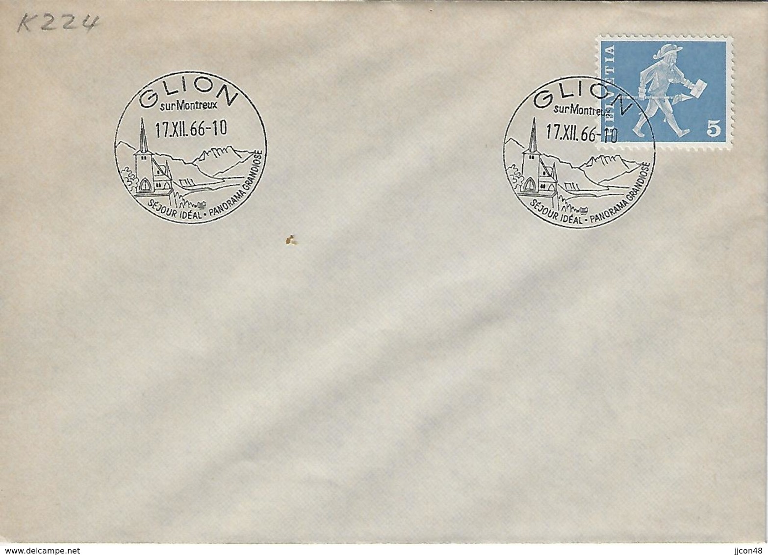 Switzerland 1966  Glion  17.12.66   Mi.696 - Postmark Collection