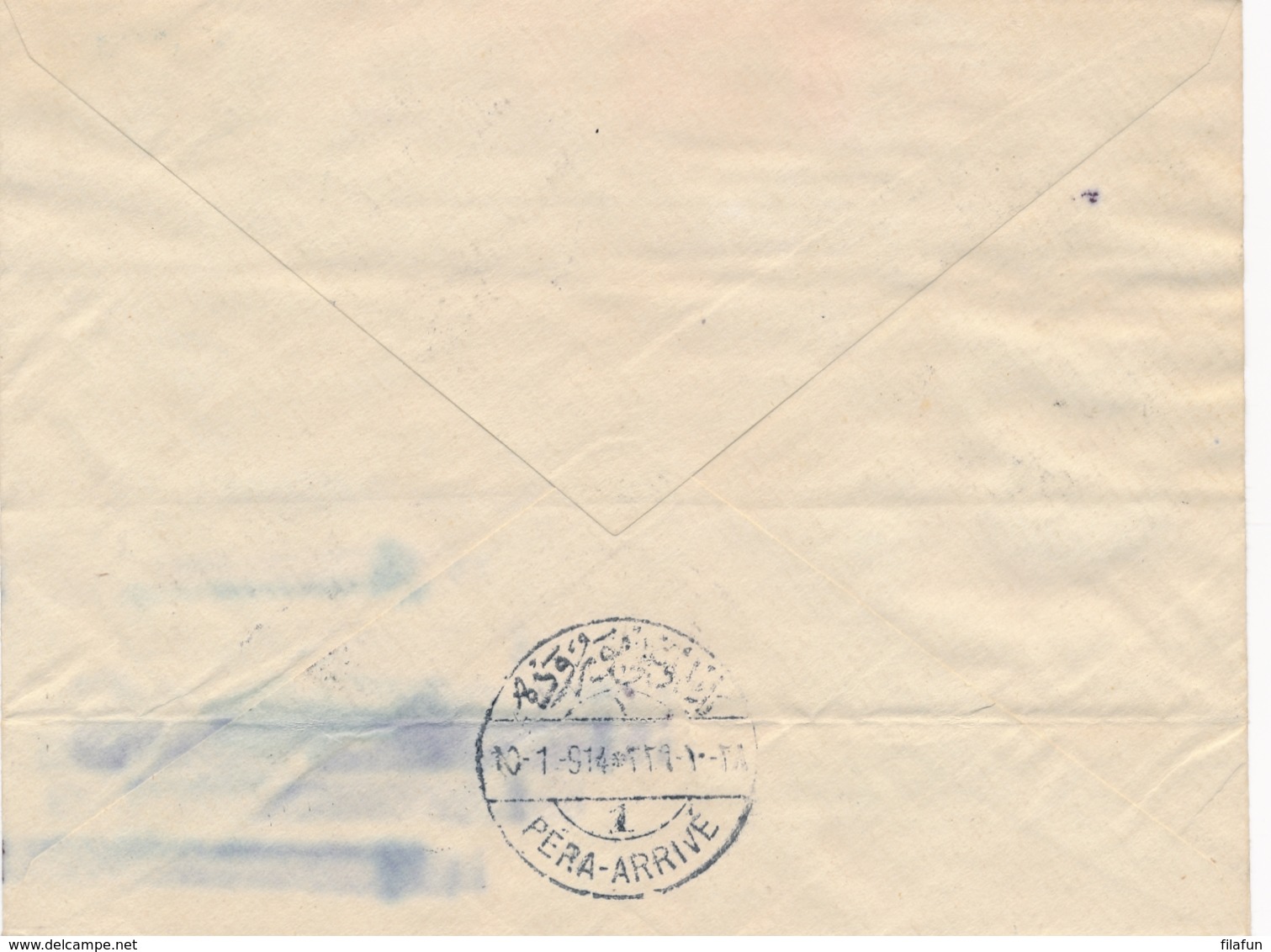 Turkey - 1914 - Complete Postage Due-set On Taxed Cover To Péra - FDC - Brieven En Documenten