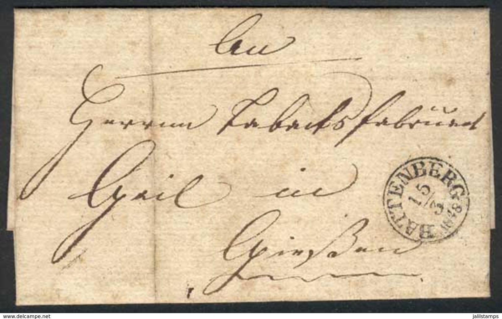 GERMANY: 15/MAR/1848 Complete Folded Letter With Datestamp Of BATTENBERG, VF Quality! - Prephilately