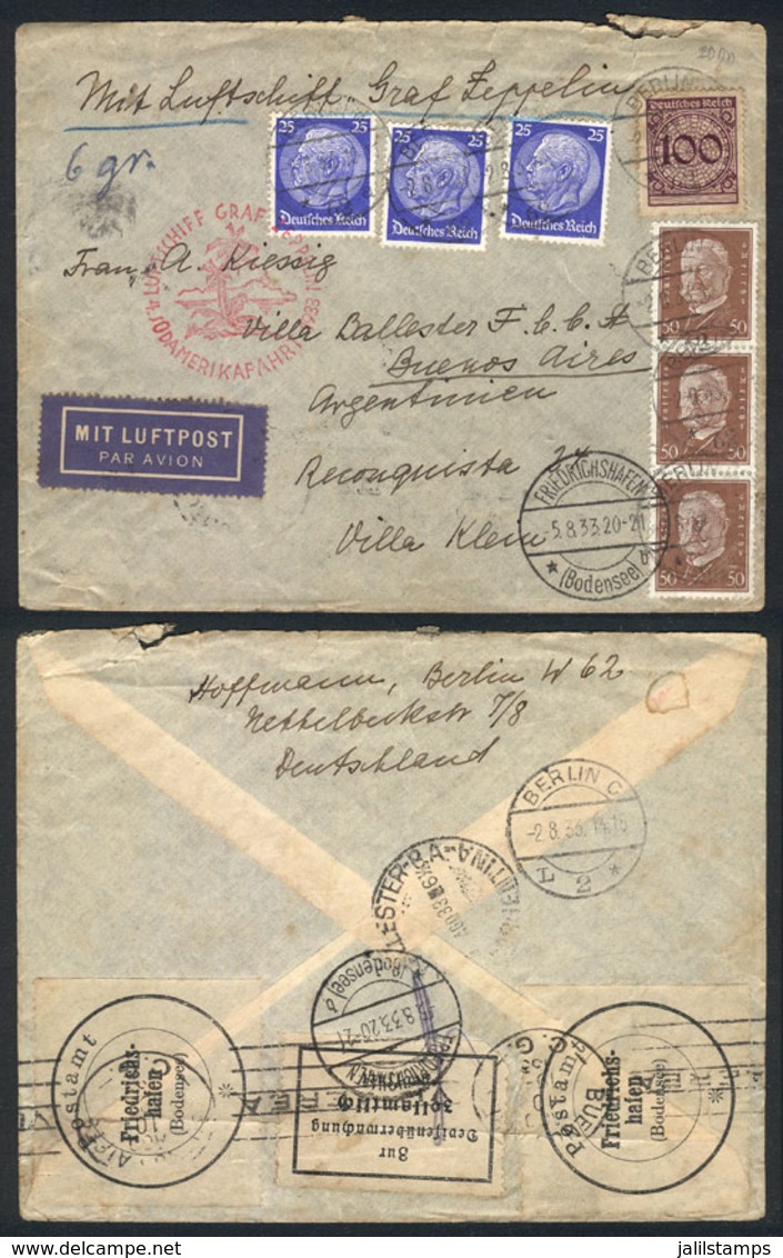 GERMANY: Cover Franked With 3.25Mk., Sent From Berlin To Argentina On 2/AU/1933, With Friedrichshafen Transit Of 5/AUG,  - Precursores