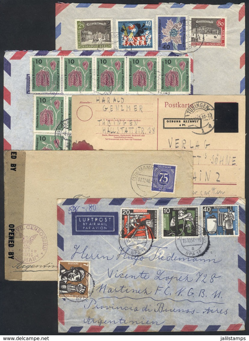 GERMANY: 5 Covers Or Cards Mailed Between 1945 And 1963, Most With Defects, Low Start! - [Voorlopers