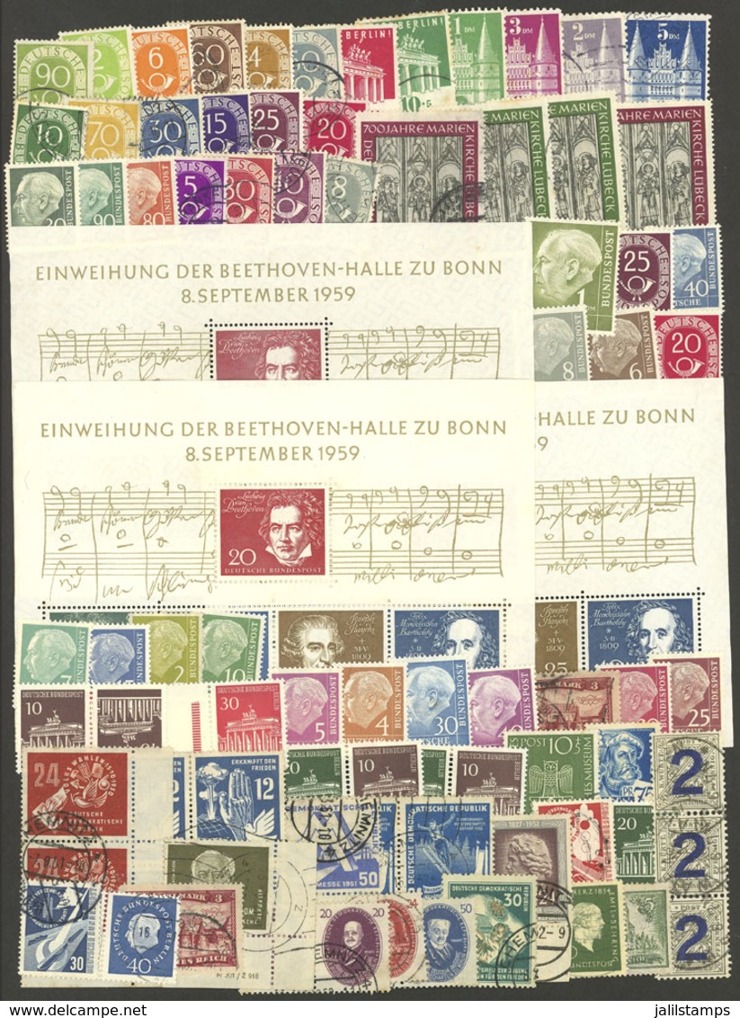 GERMANY: Lot Of Stamps And Sovuenir Sheets Of Varied Periods, Used Or Mint (they Can Be Without Gum), Some With Small De - Collections