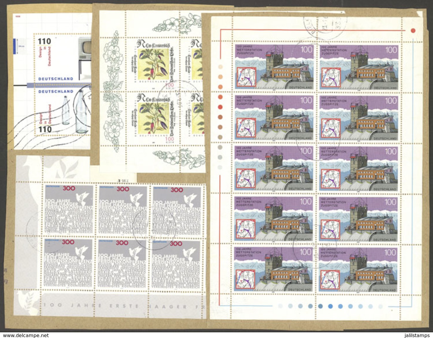 GERMANY: 4 Complete Mini-sheets Used On Fragment, Fine Quality! - Verzamelingen