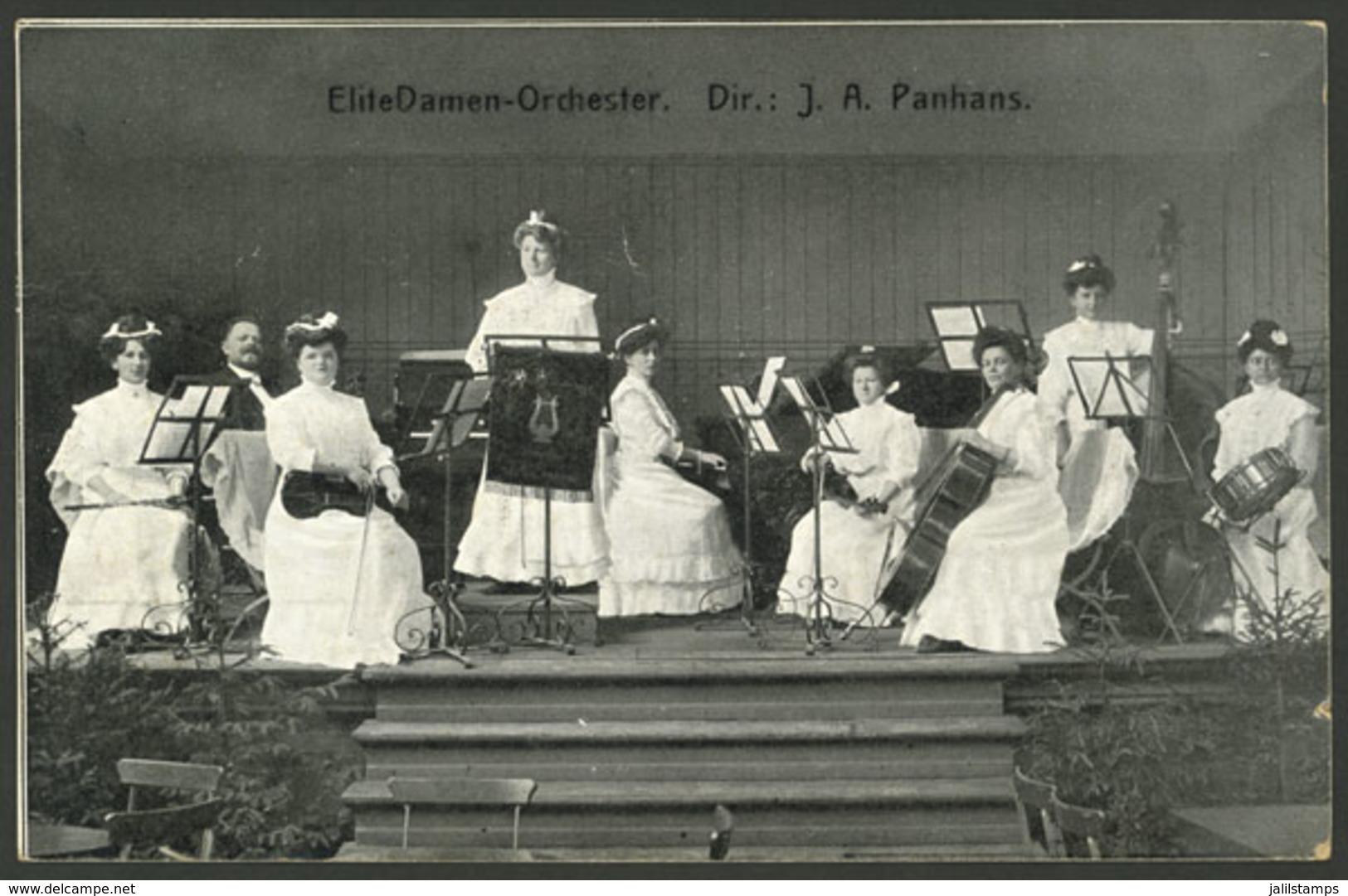 GERMANY: Orchestra Of Ladies, Director J.A.Panhans, Used In 1911, VF Quality! - Altri & Non Classificati