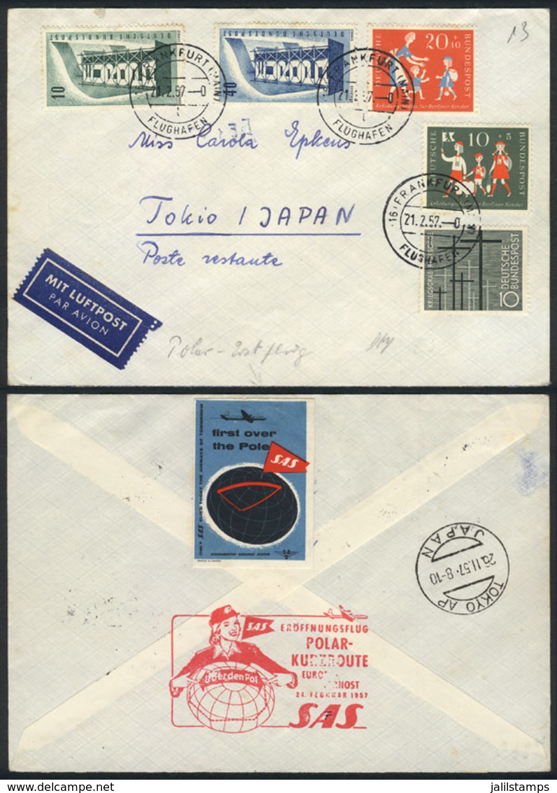 WEST GERMANY: 24/FE/1957: First S.A.S. Flight Scandinavia-Tokyo (Japan) Via The North Pole, Cover Sent From Germany, Wit - Covers & Documents