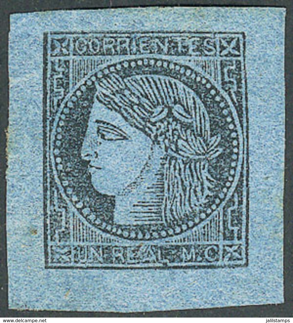 ARGENTINA: GJ.1, Un Real MC, Mint No Gum, Very Ample Margins, Excellent Quality, Catalog Value US$300 - Corrientes (1856-1880)