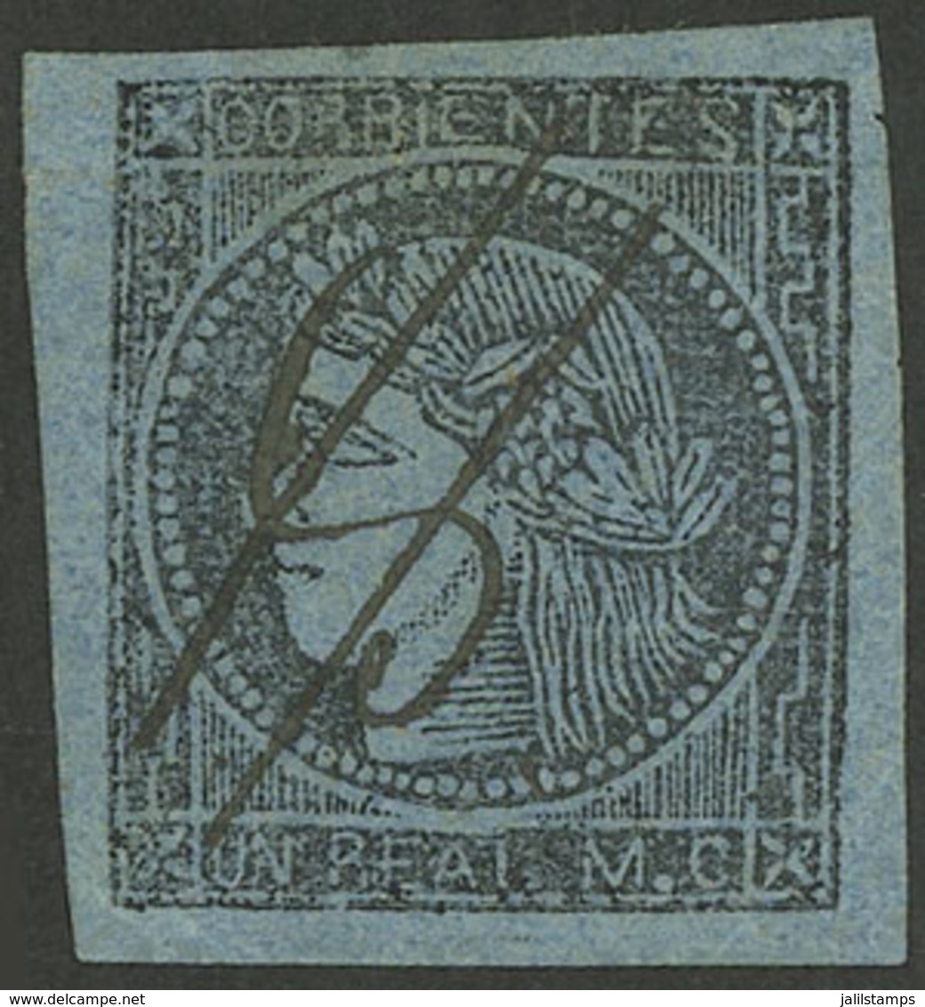 ARGENTINA: GJ.1, Un Real M.C. Pen Cancelled, VF Quality! - Corrientes (1856-1880)